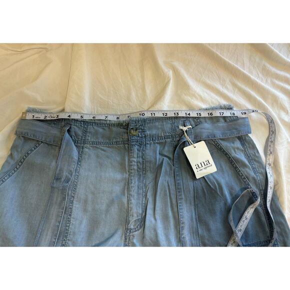NWT Ana Shorts Womens 16 Light Blue Denim Lyocell High Rise Belted Slash Pockets - Picture 8 of 9